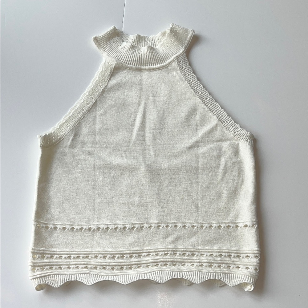 White Sleeveless Knit Top